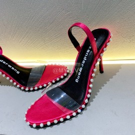 Alexander Wang Spring Summer New Sheepskin High Heel Sandals For Women Red
