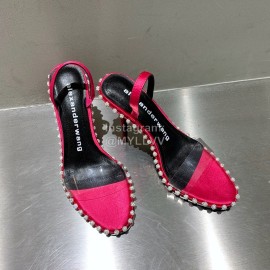 Alexander Wang Spring Summer New Sheepskin High Heel Sandals For Women Red