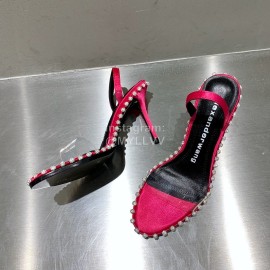 Alexander Wang Spring Summer New Sheepskin High Heel Sandals For Women Red
