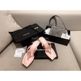 Alexander Wang Spring Summer New Square Head High Heel Slippers For Women Pink