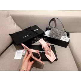 Alexander Wang Spring Summer New Square Head High Heel Slippers For Women Pink