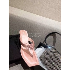 Alexander Wang Spring Summer New Square Head High Heel Slippers For Women Pink