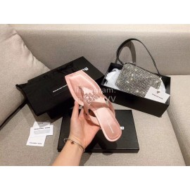 Alexander Wang Spring Summer New Square Head High Heel Slippers For Women Pink