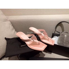 Alexander Wang Spring Summer New Square Head High Heel Slippers For Women Pink