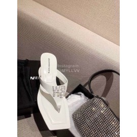 Alexander Wang Spring Summer New Square Head High Heel Slippers For Women White