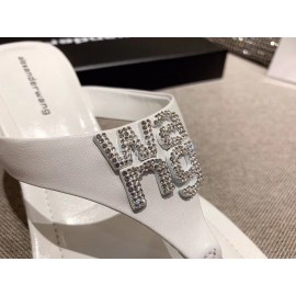 Alexander Wang Spring Summer New Square Head High Heel Slippers For Women White