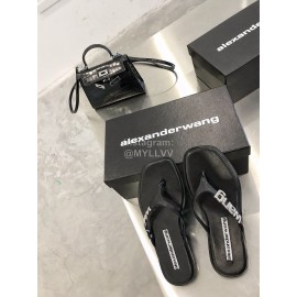 Alexander Wang Summer Sheepskin Diamond Flip Flops For Women Black