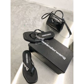 Alexander Wang Summer Sheepskin Diamond Flip Flops For Women Black