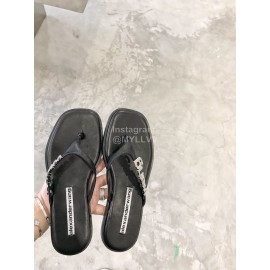 Alexander Wang Summer Sheepskin Diamond Flip Flops For Women Black
