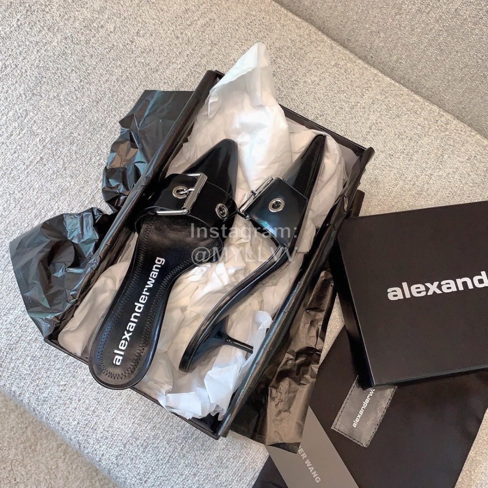 Alexander Wang New Black Silk Sheepskin High Heel Sandals For Women 