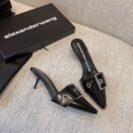 Alexander Wang New Black Silk Sheepskin High Heel Sandals For Women 