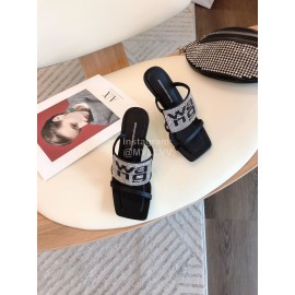 Alexander Wang Fashion Rhinestone Sheepskin High Heel Slippers For Women Gray