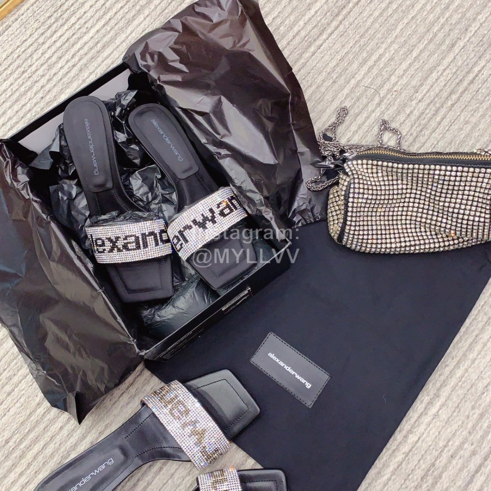 Alexander Wang Spring Summer New Shining Sheepskin Slippers For Women 