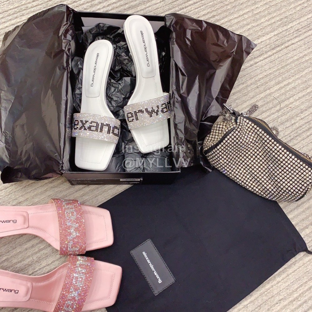 Alexander Wang Spring New Shining Sheepskin Slippers For Women White