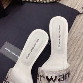 Alexander Wang Spring New Shining Sheepskin Slippers For Women White