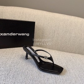 Alexander Wang New Sheepskin High Heel Flip Flops For Women Black