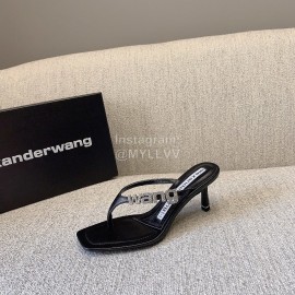 Alexander Wang New Sheepskin High Heel Flip Flops For Women Black