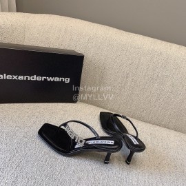 Alexander Wang New Sheepskin High Heel Flip Flops For Women Black
