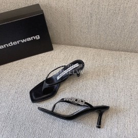 Alexander Wang New Sheepskin High Heel Flip Flops For Women Black