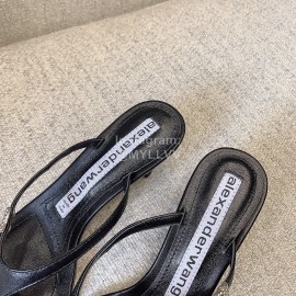 Alexander Wang New Sheepskin High Heel Flip Flops For Women Black