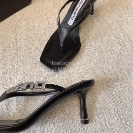 Alexander Wang New Sheepskin High Heel Flip Flops For Women Black