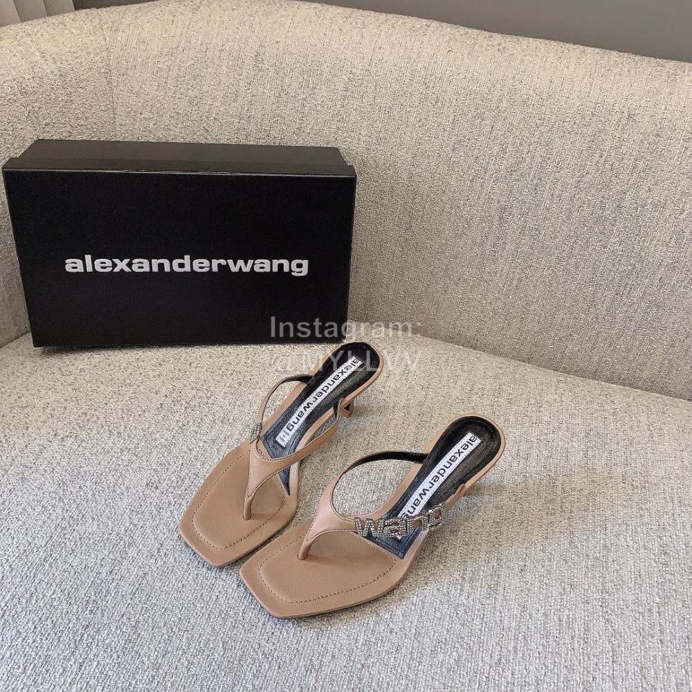 Alexander Wang New Sheepskin High Heel Flip Flops For Women Khaki