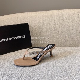 Alexander Wang New Sheepskin High Heel Flip Flops For Women Khaki