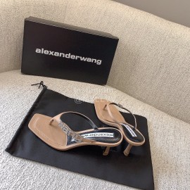 Alexander Wang New Sheepskin High Heel Flip Flops For Women Khaki