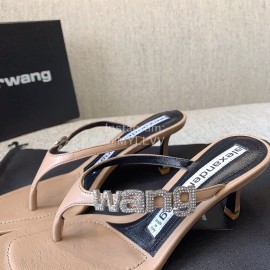 Alexander Wang New Sheepskin High Heel Flip Flops For Women Khaki