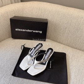 Alexander Wang New Sheepskin High Heel Flip Flops For Women White