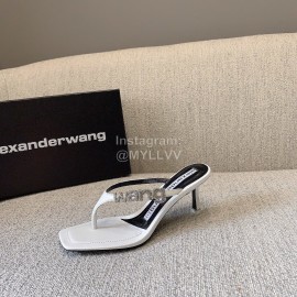Alexander Wang New Sheepskin High Heel Flip Flops For Women White