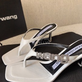 Alexander Wang New Sheepskin High Heel Flip Flops For Women White