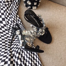 Alexander Wang Spring Summer New Diamond Black High Heel Sandals For Women 