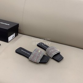Alexander Wang New Leather Rhinestone Flat Slippers For Women Pink