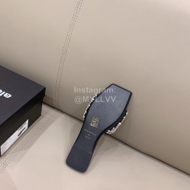 Alexander Wang New Leather Rhinestone Flat Slippers For Women Pink