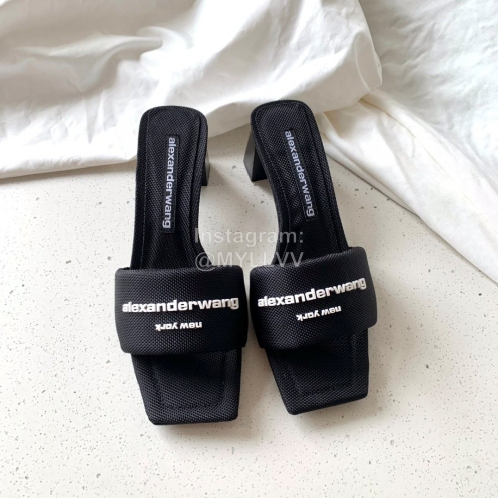 Alexander Wang Leather Thick High Heeled Slippers For Women