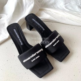 Alexander Wang Leather Thick High Heeled Slippers For Women