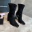 Alexander Wang Soft Velvet Thick High Heeled Boots For Women Black