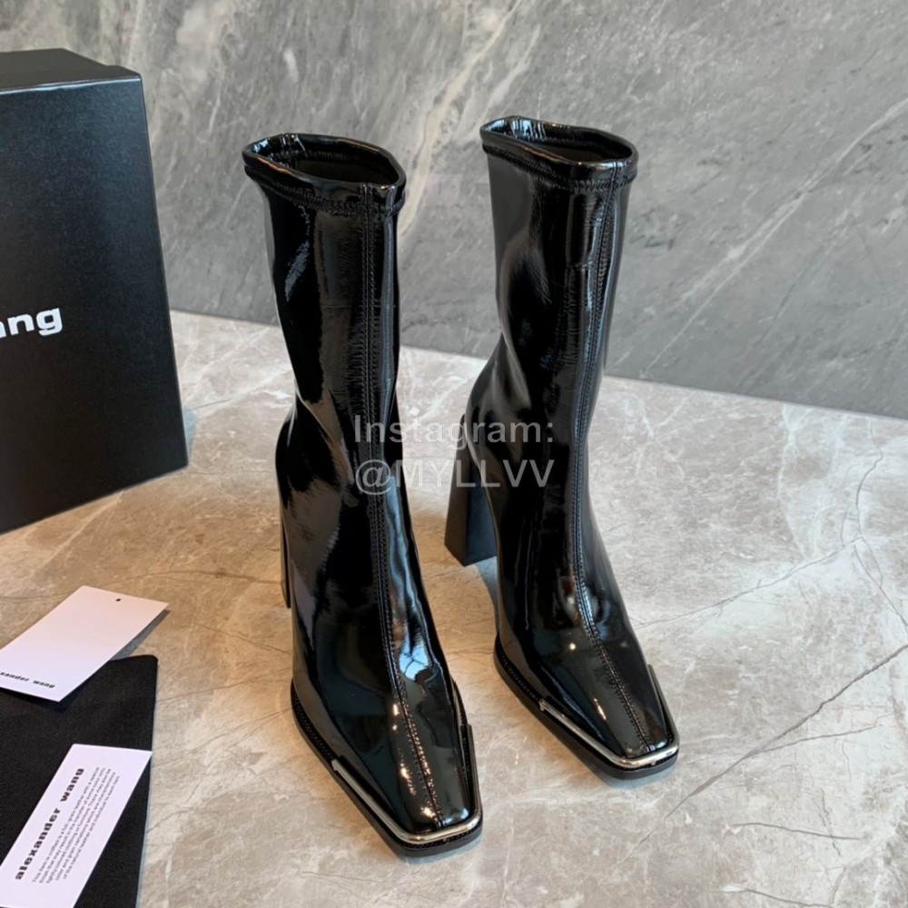 Alexander Wang Soft Cowhide Thick High Heeled Boots For Women Black