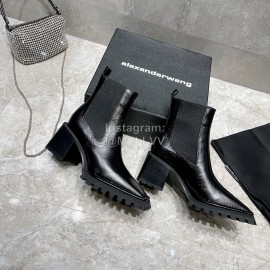 Alexander Wang Black Cowhide Thick High Heeled Short Boots For Women 