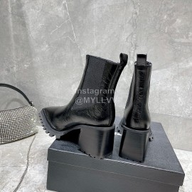 Alexander Wang Black Cowhide Thick High Heeled Short Boots For Women 