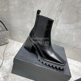 Alexander Wang Black Cowhide Thick High Heeled Short Boots For Women 