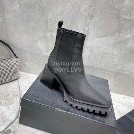 Alexander Wang Black Canvas Cowhide Thick High Heeled Short Boots For Women 