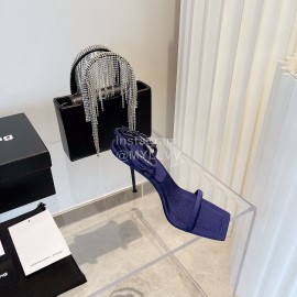 Alexander Wang New Silk Diamond Buckle High Heeled Sandals For Women Navy