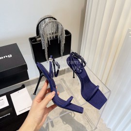 Alexander Wang New Silk Diamond Buckle High Heeled Sandals For Women Navy