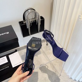 Alexander Wang New Silk Diamond Buckle High Heeled Sandals For Women Navy