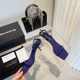 Alexander Wang Silk Diamond Buckle High Heeled Sandals For Women Navy