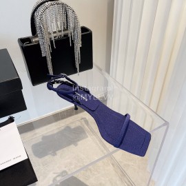 Alexander Wang Silk Diamond Buckle High Heeled Sandals For Women Navy