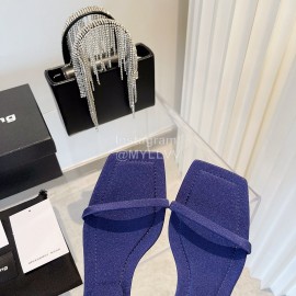 Alexander Wang Silk Diamond Buckle High Heeled Sandals For Women Navy