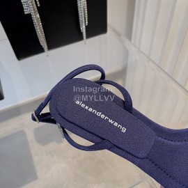 Alexander Wang Silk Diamond Buckle High Heeled Sandals For Women Navy